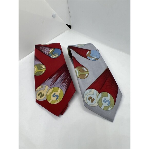 Vintage Lot Galassia Ties Pool Balls Red & Blue Classic Novelty Action - Picture 2 of 9